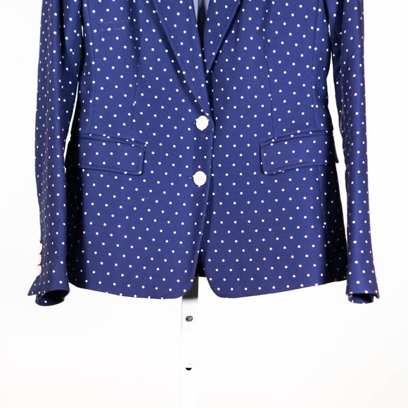 Banana Republic Blazer Jacket Blue White Polka Dot Two Button Work Suit Size 4 - Picture 6 of 8